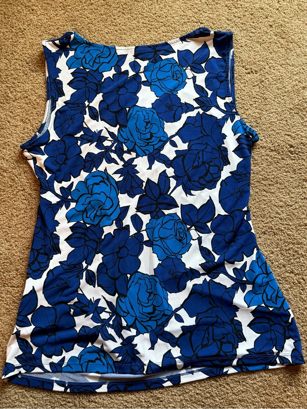 New York & Company Blue and White Floral Sleeveless Tank Top Blouse Size XL - Picture 2 of 7